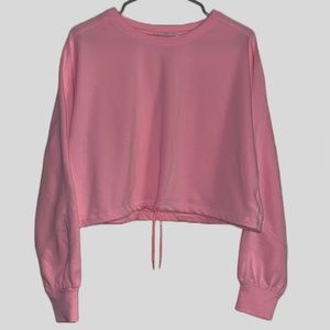 Elodie Hot Pink Drawstring Cropped Sweatshirt